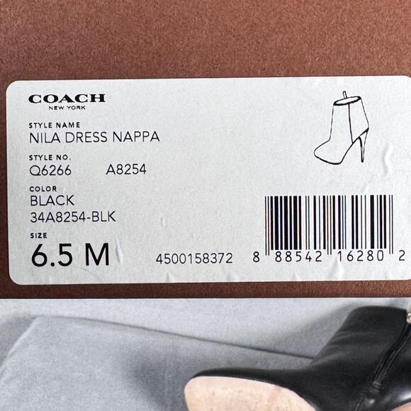 Coach Nila Dress Nappa Boots Womens Size 6.5 Black Leather Ankle Bootie Q6266 - Picture 12 of 12